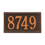 Rectangle Shape Double Line Address Plaque with a Oil Rubbed Bronze Finish, Standard Wall Mount with One Line of Text