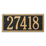 Rectangle Shape Double Line Address Plaque with a Black & Gold Finish, Estate Wall Mount with One Line of Text