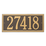 Rectangle Shape Double Line Address Plaque with a Bronze & Gold Finish, Estate Wall Mount with One Line of Text