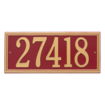 Rectangle Shape Double Line Address Plaque with a Red & Gold Finish, Estate Wall Mount with One Line of Text