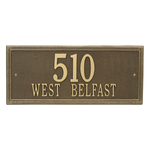Rectangle Shape Double Line Address Plaque with a Antique Brass Finish, Estate Wall Mount with Two Lines of Text
