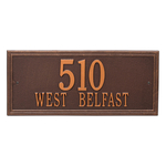Rectangle Shape Double Line Address Plaque with a Antique Copper Finish, Estate Wall Mount with Two Lines of Text