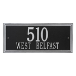 Rectangle Shape Double Line Address Plaque with a Black & Silver Finish, Estate Wall Mount with Two Lines of Text
