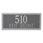 Rectangle Shape Double Line Address Plaque with a Pewter & Silver Finish, Estate Wall Mount with Two Lines of Text