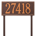 Rectangle Shape Double Line Address Plaque with a Antique Copper Finish, Estate Lawn Size with One Line of Text