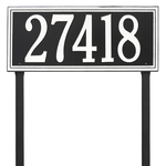 Rectangle Shape Double Line Address Plaque with a Black & White Finish, Estate Lawn Size with One Line of Text