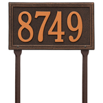 Rectangle Shape Double Line Address Plaque with a Oil Rubbed Bronze Finish, Standard Lawn Size with One Line of Text