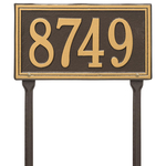 Rectangle Shape Double Line Address Plaque with a Bronze & Gold Finish, Standard Lawn Size with One Line of Text