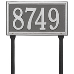 Rectangle Shape Double Line Address Plaque with a Pewter & Silver Finish, Standard Lawn Size with One Line of Text