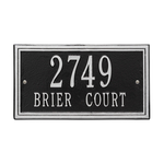 Rectangle Shape Double Line Address Plaque with a Black & Silver Finish, Standard Wall Mount with Two Lines of Text