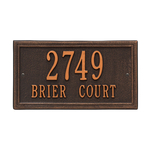 Rectangle Shape Double Line Address Plaque with a Oil Rubbed Bronze Finish, Standard Wall Mount with Two Lines of Text