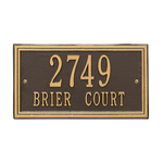 Rectangle Shape Double Line Address Plaque with a Bronze & Gold Finish, Standard Wall Mount with Two Lines of Text