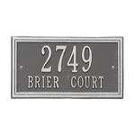 Rectangle Shape Double Line Address Plaque with a Pewter & Silver Finish, Standard Wall Mount with Two Lines of Text
