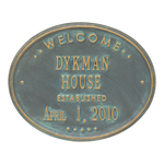 Welcome Oval HOUSE Established Personalized Plaque Bronze Verdigris
