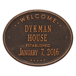 Welcome Oval HOUSE Established Personalized Plaque Oil Rubbed Bronze
