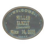 Welcome Oval FAMILY Established Personalized Plaque Bronze Verdigris
