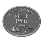 Welcome Oval FAMILY Established Personalized Plaque Pewter & Silver