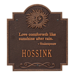 Sun Poem Personalized Plaque Antique Copper