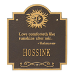 Sun Poem Personalized Plaque Bronze & Gold