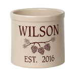 Personalized Pine Bough 2 Gallon Crock with Red Etching