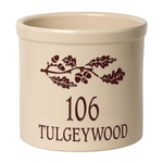 Personalized Oak Branch 2 Gallon Crock with Red Etching