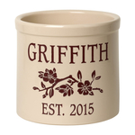 Personalized Dogwood Branch 2 Gallon Crock with Red Etching