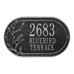 Personalized Woodridge Bird Oval Black & Silver Finish, Standard Wall with Three Lines of Text