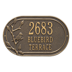 Personalized Woodridge Bird Oval Bronze & Gold Finish, Standard Wall with Three Lines of Text