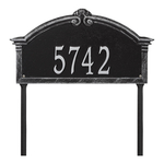 Personalized Roselyn Arch Black & Silver Plaque Grande Lawn with One Line of Text