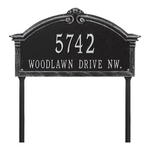 Personalized Roselyn Arch Black & Silver Plaque Grande Lawn with Two Lines of Text