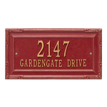 Personalized Gardengate Red & Gold Plaque Grande Wall with Two Lines of Text
