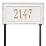 Personalized Gardengate White & Gold Plaque Grande Lawn with One Line of Text