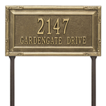 Personalized Gardengate Antique Brass Plaque Grande Lawn with Two Lines of Text