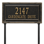 Personalized Gardengate Black & Gold Plaque Grande Lawn with Two Lines of Text