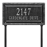 Personalized Gardengate Black & Silver Plaque Grande Lawn with Two Lines of Text