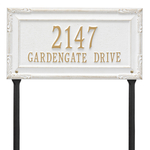 Personalized Gardengate White & Gold Plaque Grande Lawn 2Line