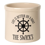 Personalized Life Is Better On A Boat 2 Gallon Crock with Black Etching