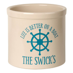 Personalized Life Is Better On A Boat 2 Gallon Crock with Sea Blue Etching