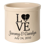 Personalized Love Anchor 2 Gallon Crock with Black Etching