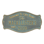Fluted Arch Welcome Anniversary Personalized Plaque Bronze Verdigris