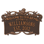 Songbird Welcome Anniversary Personalized Plaque Oil Rubbed Bronze