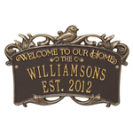 Songbird Welcome Anniversary Personalized Plaque Bronze & Gold