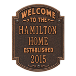 Heritage Welcome Anniversary Personalized Plaque Oil Rubbed Bronze
