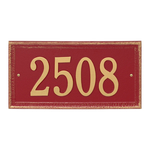 Personalized Masons Rectangle Red & Gold Finish, Standard Wall with One Line of Text