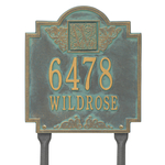 Monogram Address Personalized Plaque Lawn Bronze Verdigris