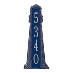 Personalized Lighthouse Vertical Grande Plaque Dark Blue & Silver