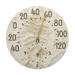 Sumac 14 in. Indoor Outdoor Wall Clock & Thermometer Moss Green