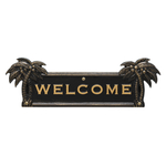 Palm Tree Welcome Plaque Black & Gold