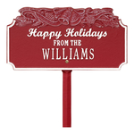 Happy Holidays Yard Sign with Christmas Bells on Top with One Line of Text, Finished Red & White