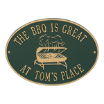 Personalized Grill Plaque Green & Gold